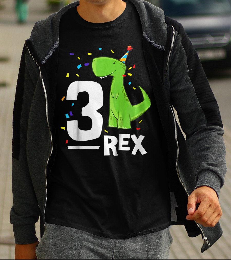 3 Rex Kids Threerex Birthday Party Dinosaur T-Shirt