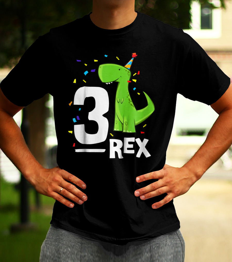 3 Rex Kids Threerex Birthday Party Dinosaur T-Shirt