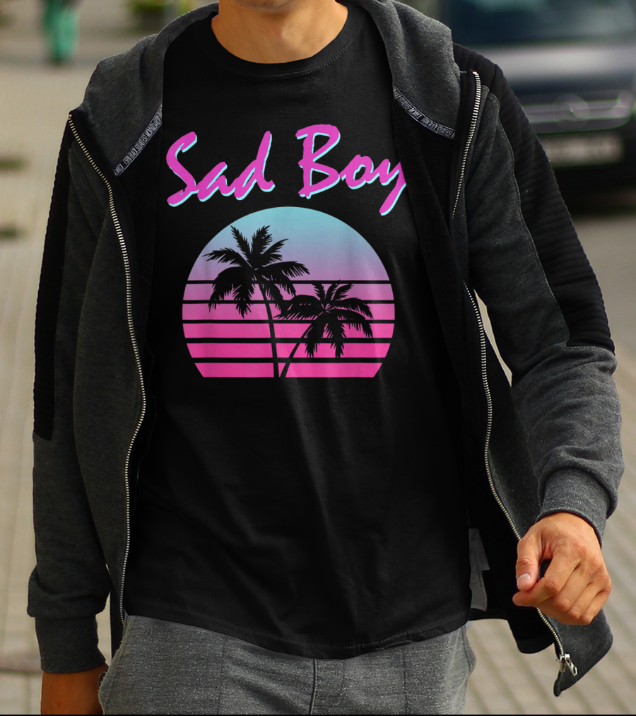 Sad Boy Aesthetic Vaporwave 90s 80s Palm Trees Sunset T-Shirt