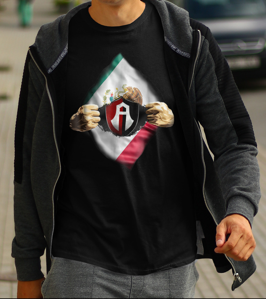 Atlas Heartbeat Love Funny Fan Atlas FC Mexican Flag Emblem T-Shirt