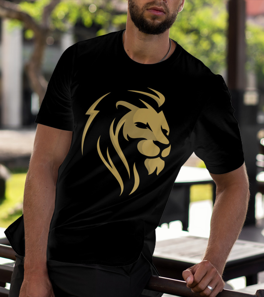 Gold Wilderness Lion Majestic Emblem T-Shirt