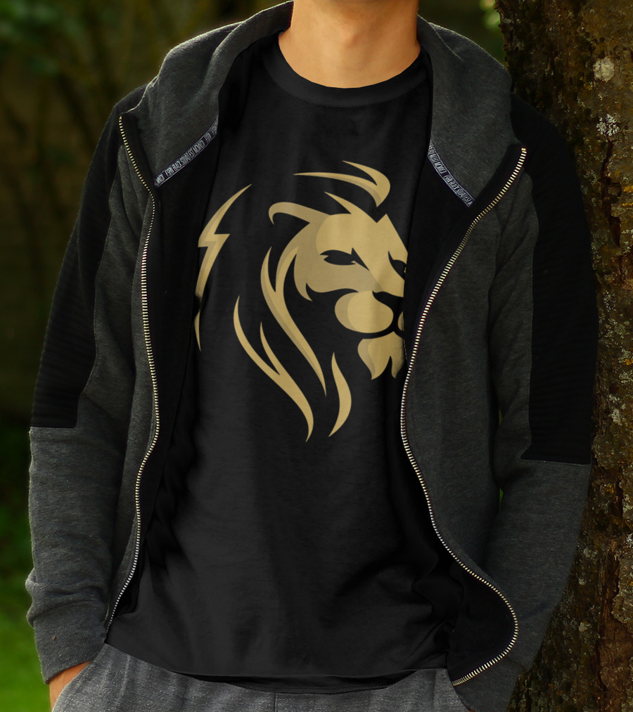 Gold Wilderness Lion Majestic Emblem T-Shirt