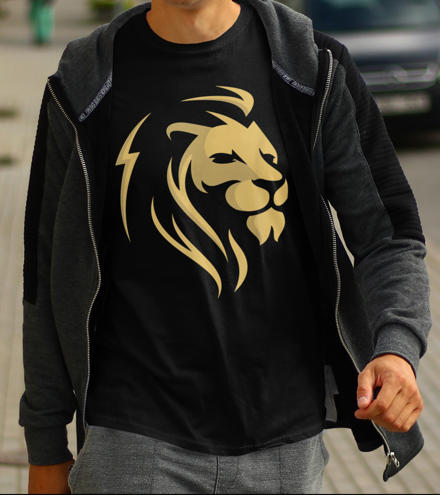 Gold Wilderness Lion Majestic Emblem T-Shirt