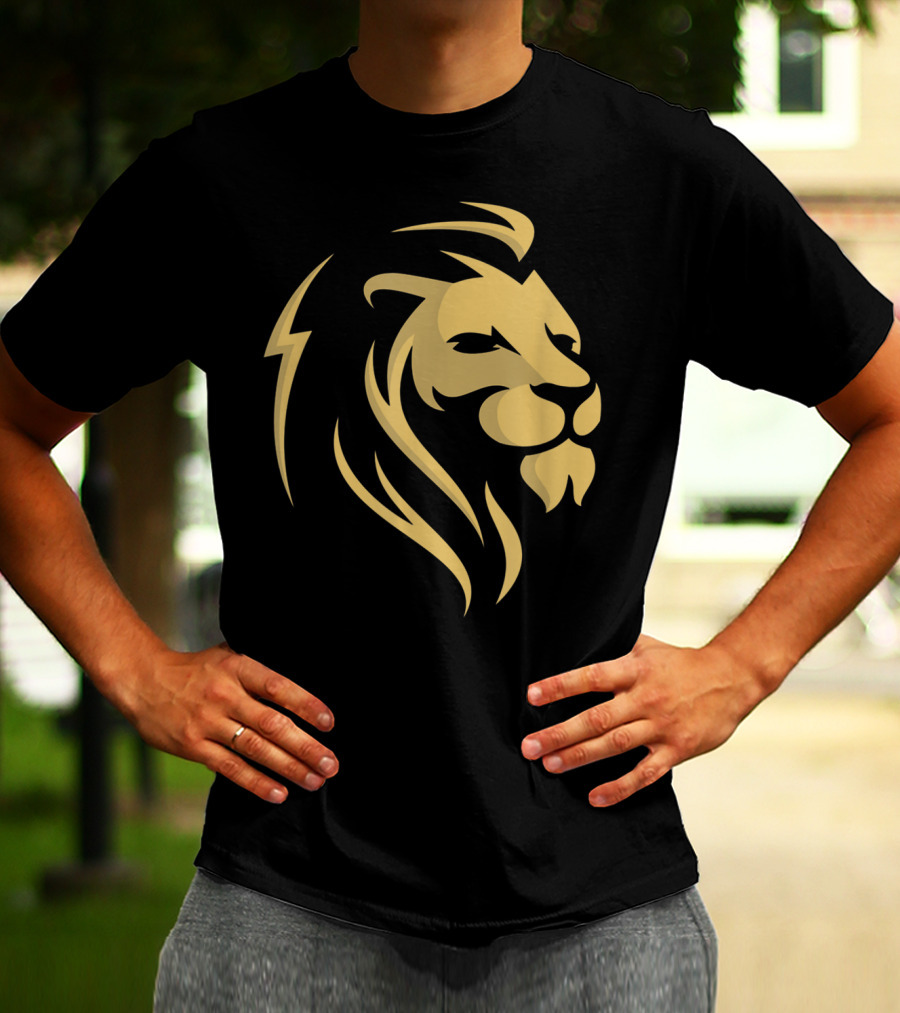 Gold Wilderness Lion Majestic Emblem T-Shirt