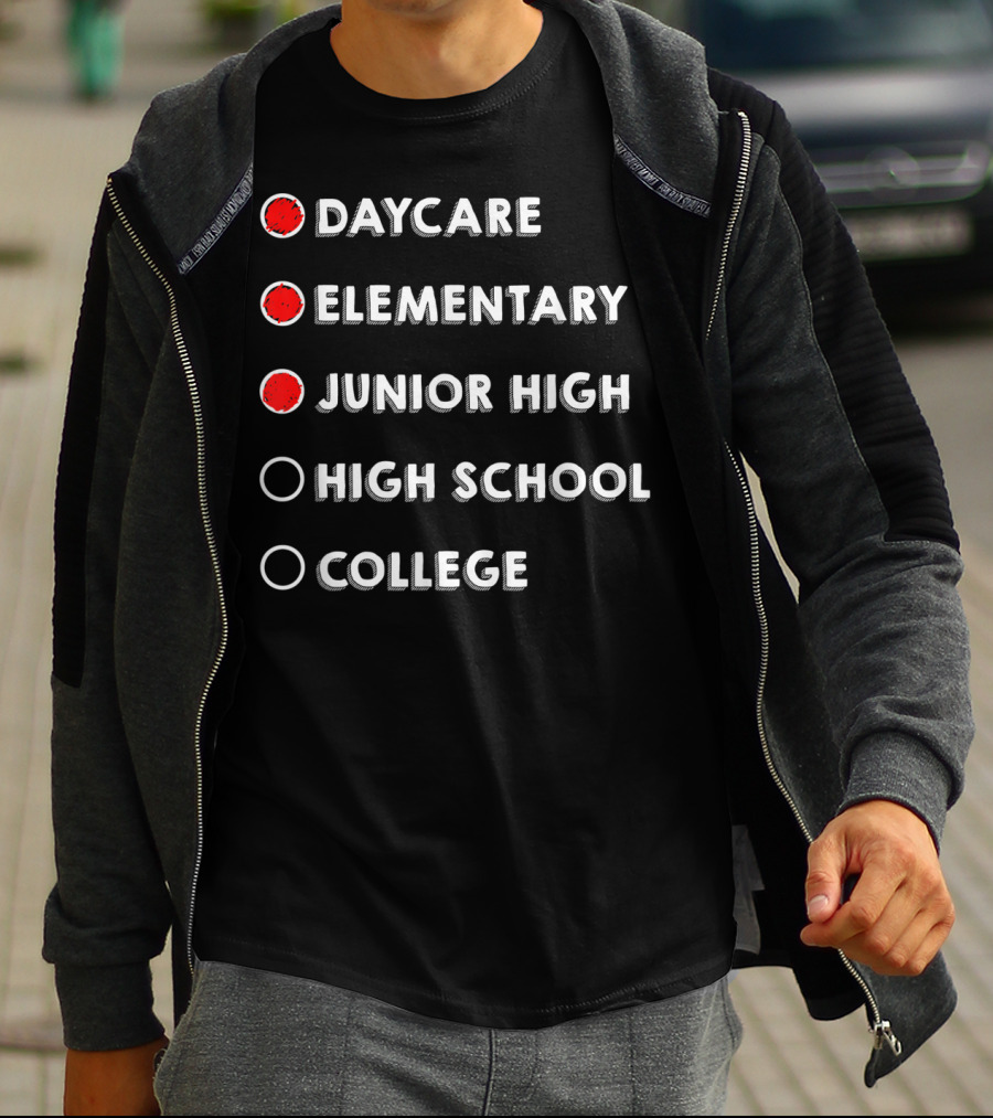 8th Grade Graduation Funny Daycare Elementary Junior High Checklist T-Shirt