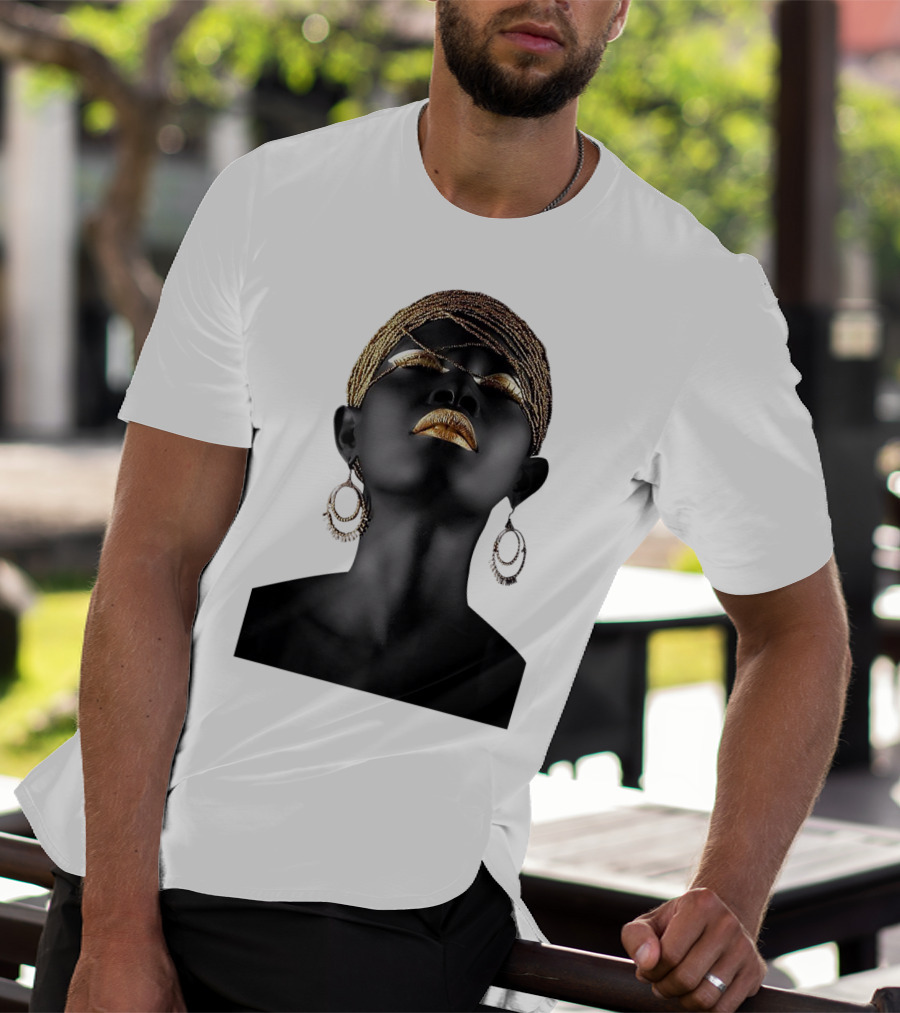 Afrocentric Midnight Queen Regal Gold Embellishments T-Shirt
