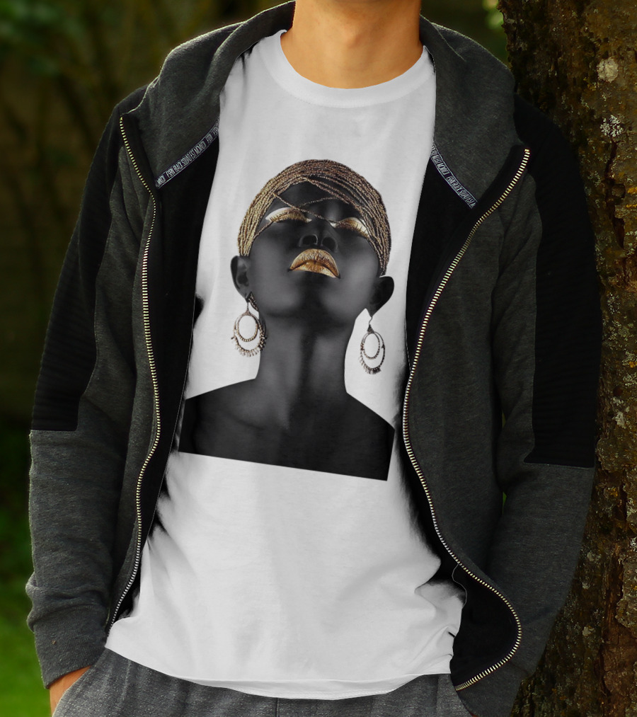 Afrocentric Midnight Queen Regal Gold Embellishments T-Shirt