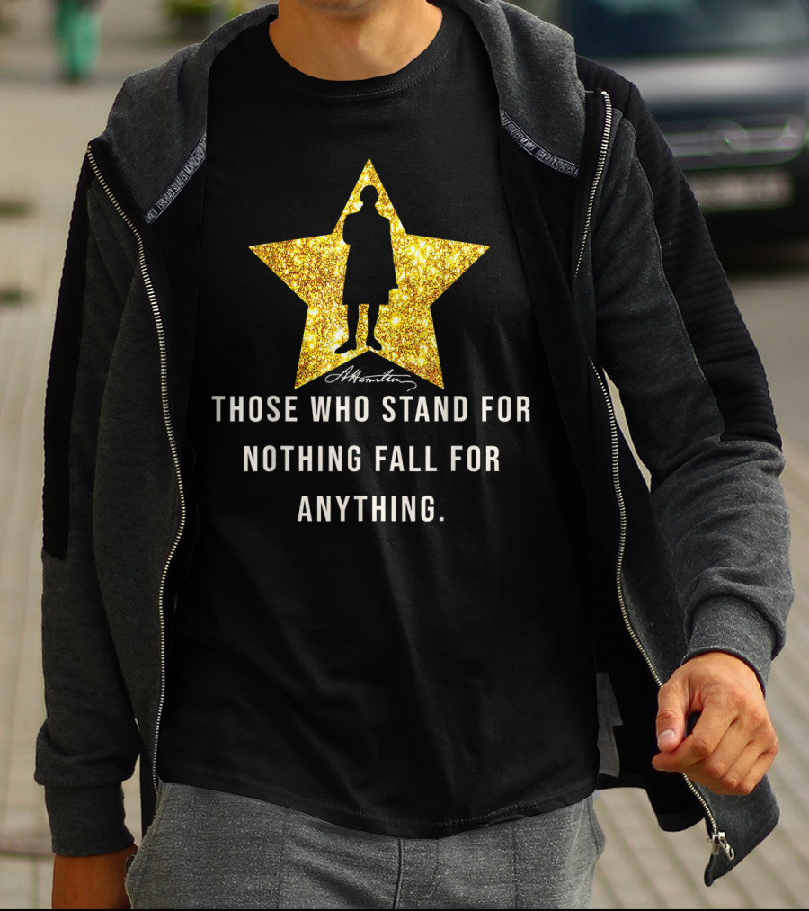 Alexander Hamilton Signature Silhouette Gold Star Quote History T-Shirt