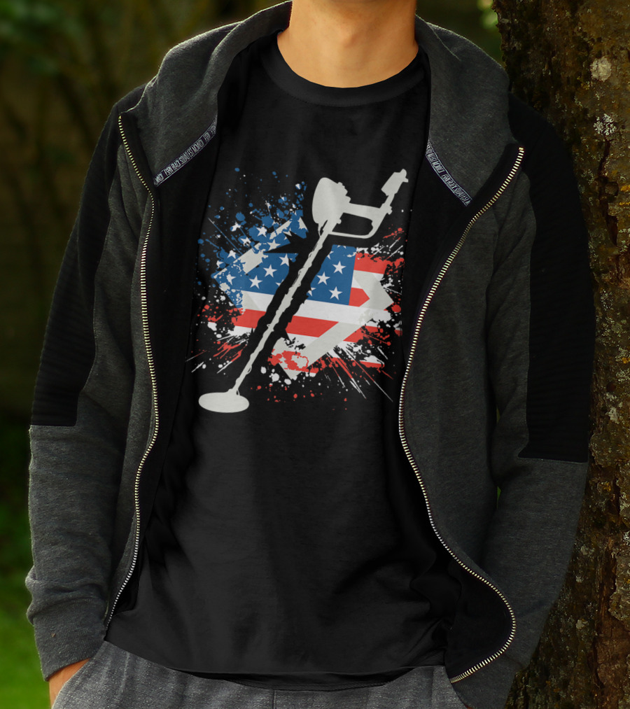 American Pride Patriotic Flag Metal Detector T-Shirt