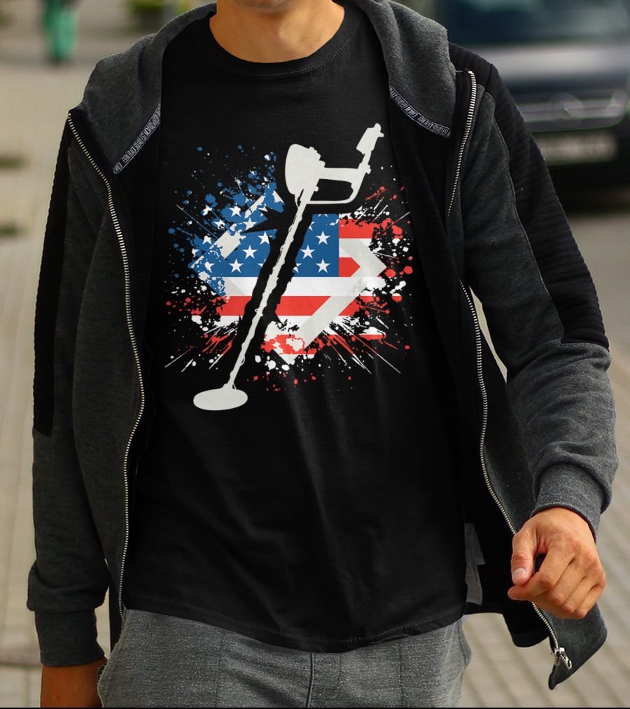 American Pride Patriotic Flag Metal Detector T-Shirt