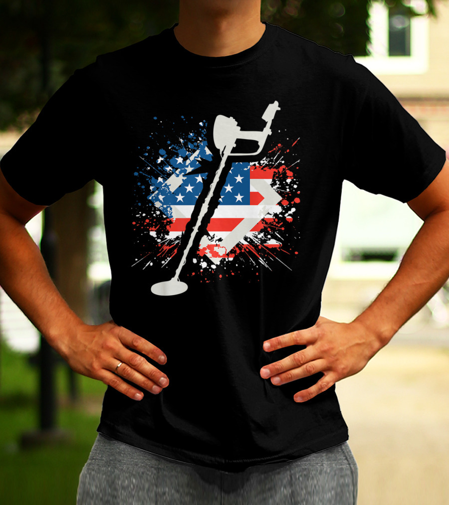 American Pride Patriotic Flag Metal Detector T-Shirt