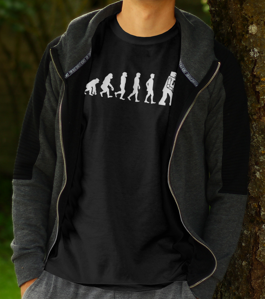 Evolution From Ape To Robot Man Funny T-Shirt