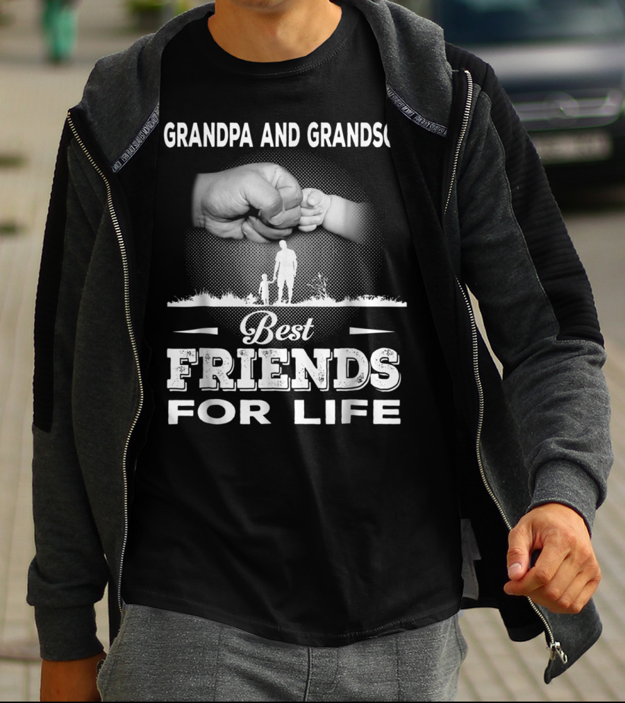 Grandpa And GrandSon Fist Bump Best Friends For Life Generations Together T-Shirt