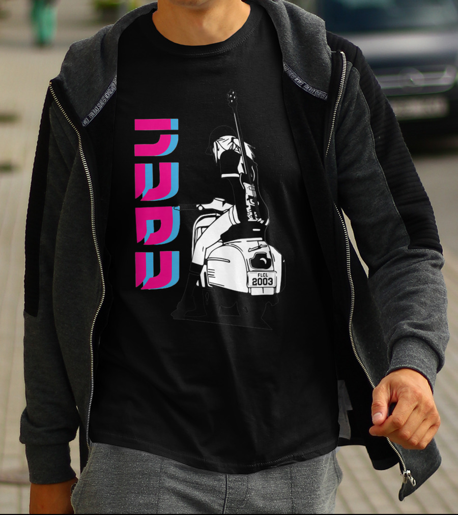FLCL Fooly Cooly Vespa Rider With Guitar 2003 T-Shirt