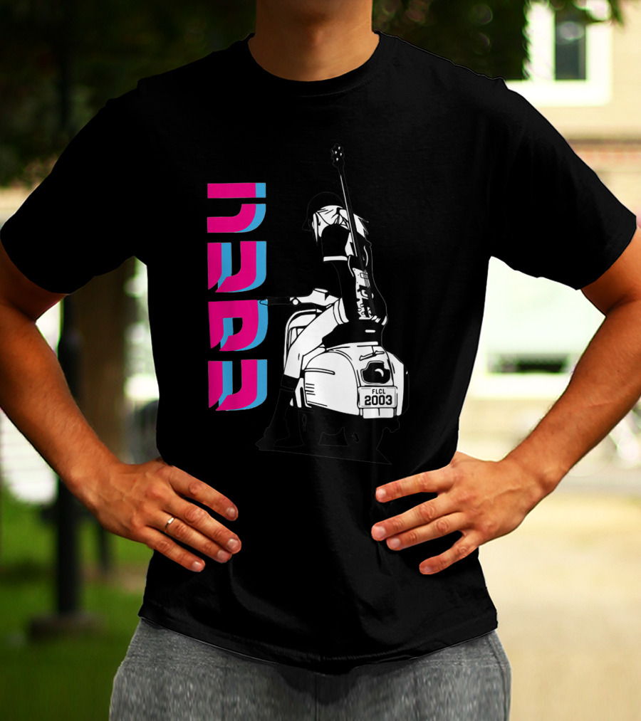 FLCL Fooly Cooly Vespa Rider With Guitar 2003 T-Shirt
