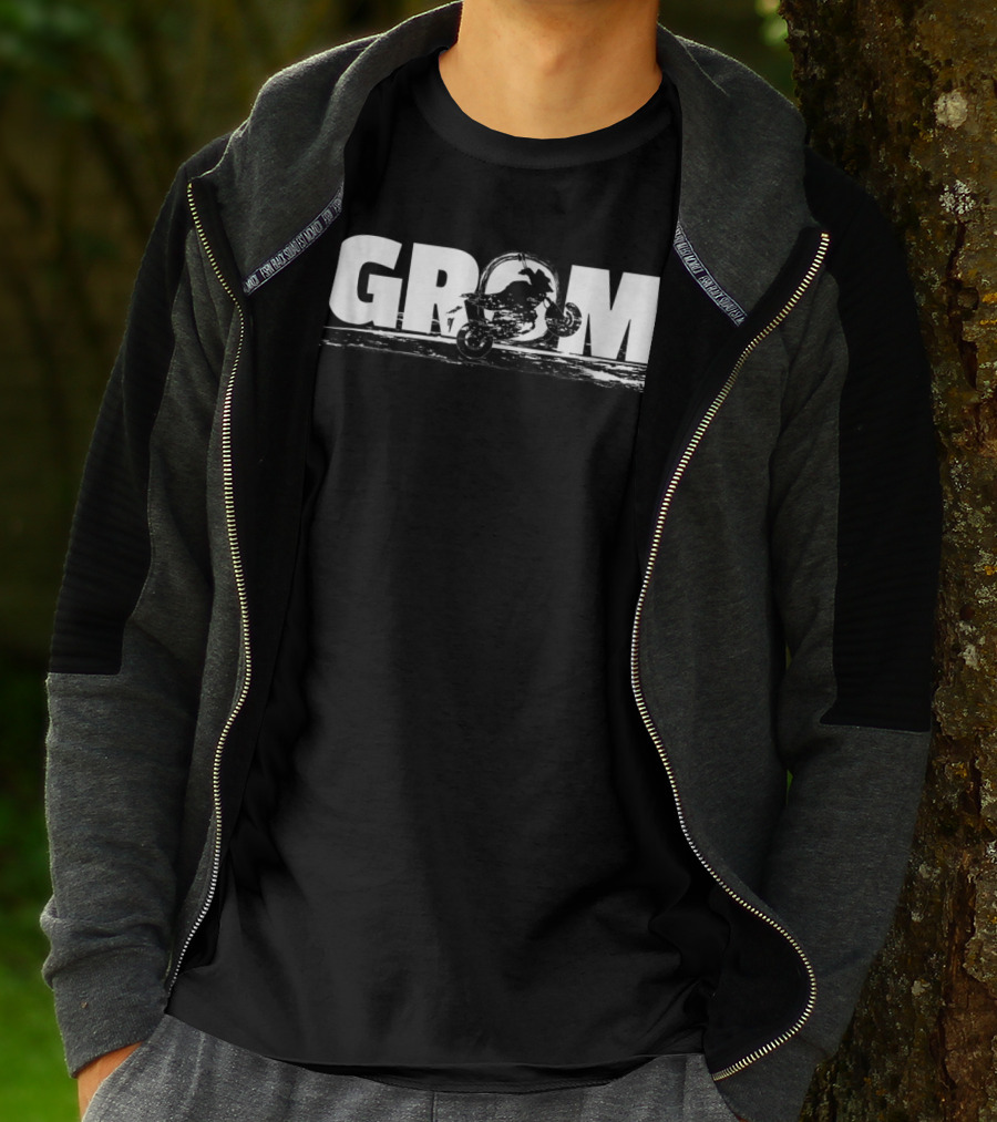 GROM Wheelie Silhouette In Bold Lettering T-Shirt