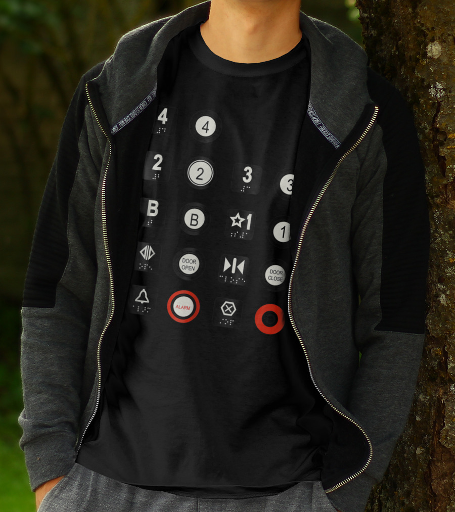 Elevator Buttons 4 3 2 B Star 1 Door Open Close Alarm T-Shirt