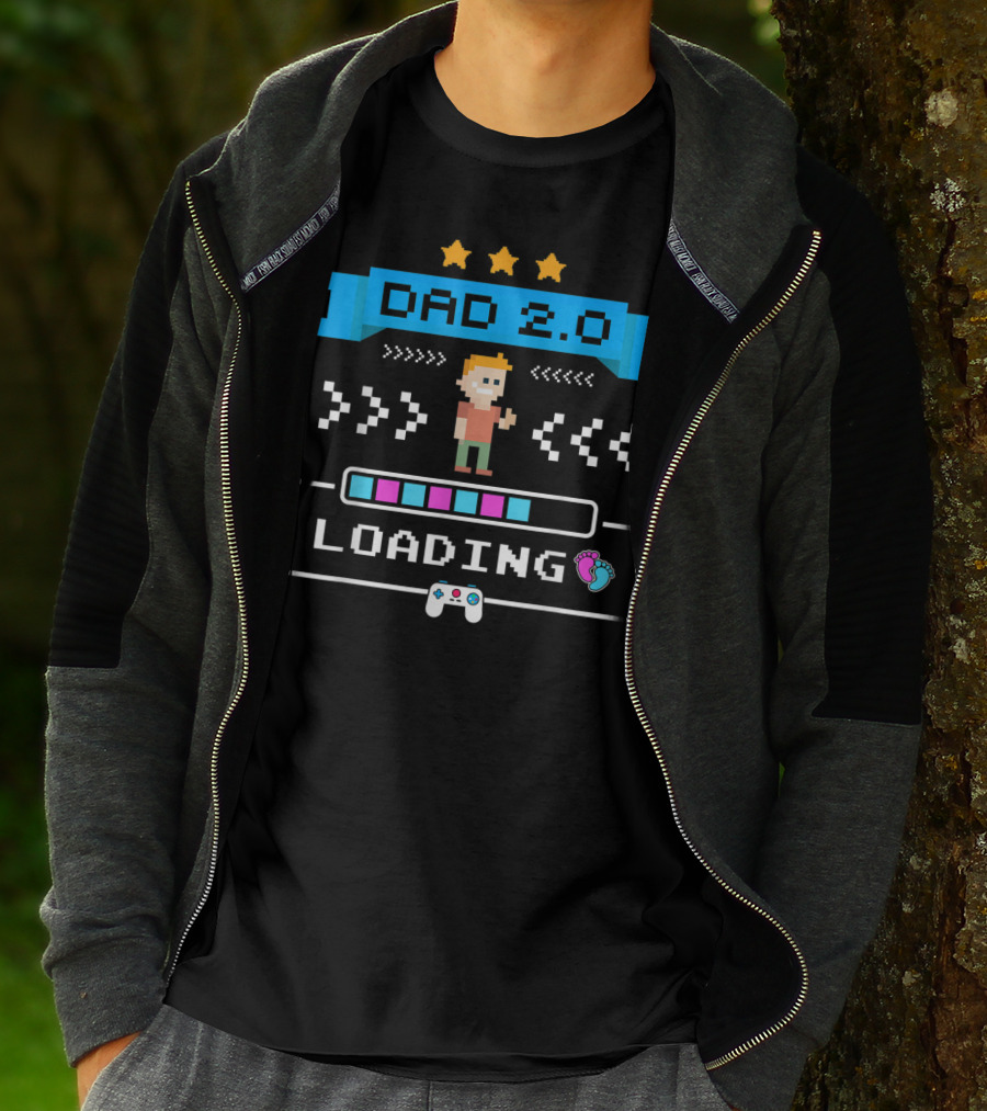 Dad 2.0 Loading Gamer Dad Again Cute 2nd Time Dad T-Shirt