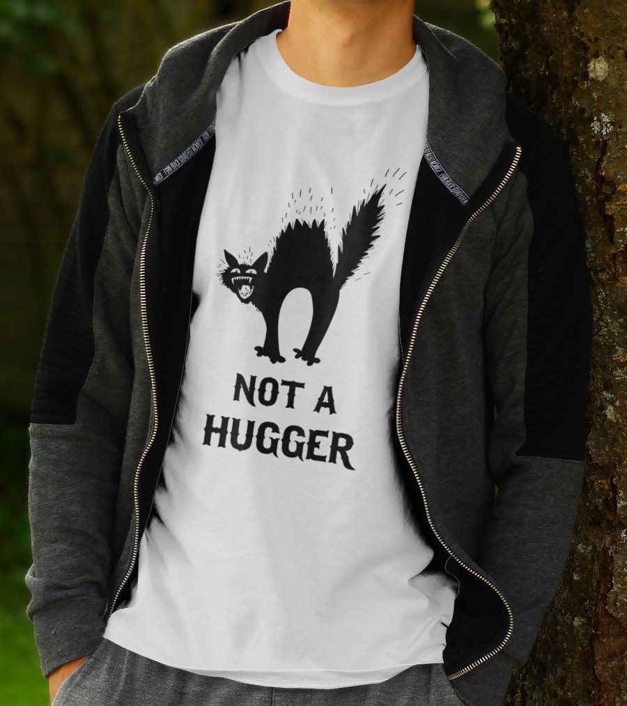 Not A Hugger Angry Black Cat T-Shirt