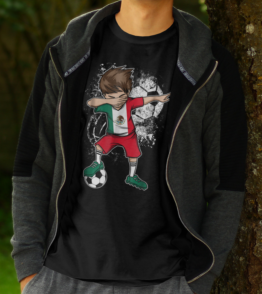 Dabbing Boy Mexico Soccer Mexican Jersey Football Player T-Shirt