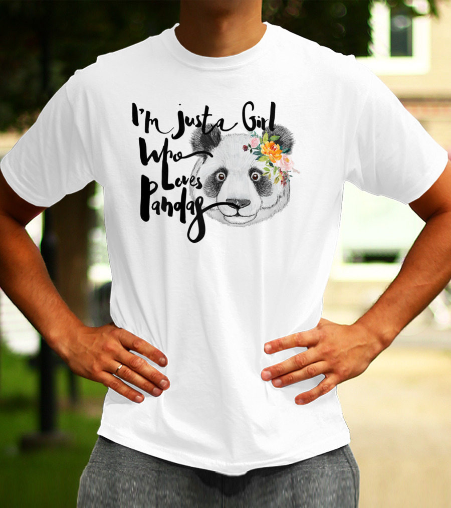 I'm Just A Girl Who Loves Pandas With Floral Crown T-Shirt