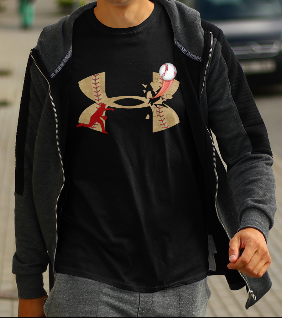 Under Armour Baseball Impact Logo With Pitcher And Breaking Ball T-Shirt