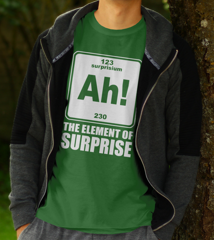 Element Of Surprise Periodic Table Parody Ah Surpriseium 123 230 Ah T-Shirt