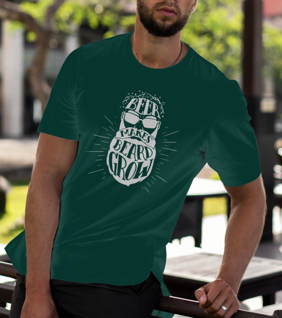 Beer Makes Beard Grow Bubbles And Sunglasses T-Shirt