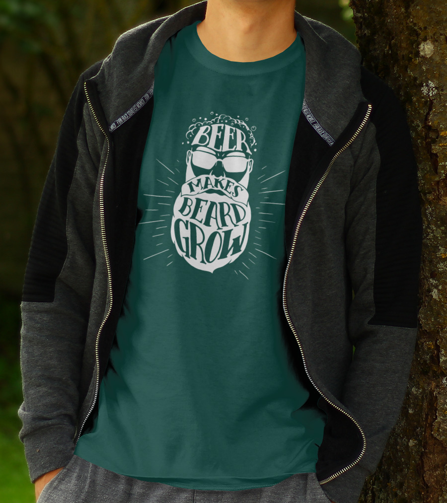 Beer Makes Beard Grow Bubbles And Sunglasses T-Shirt