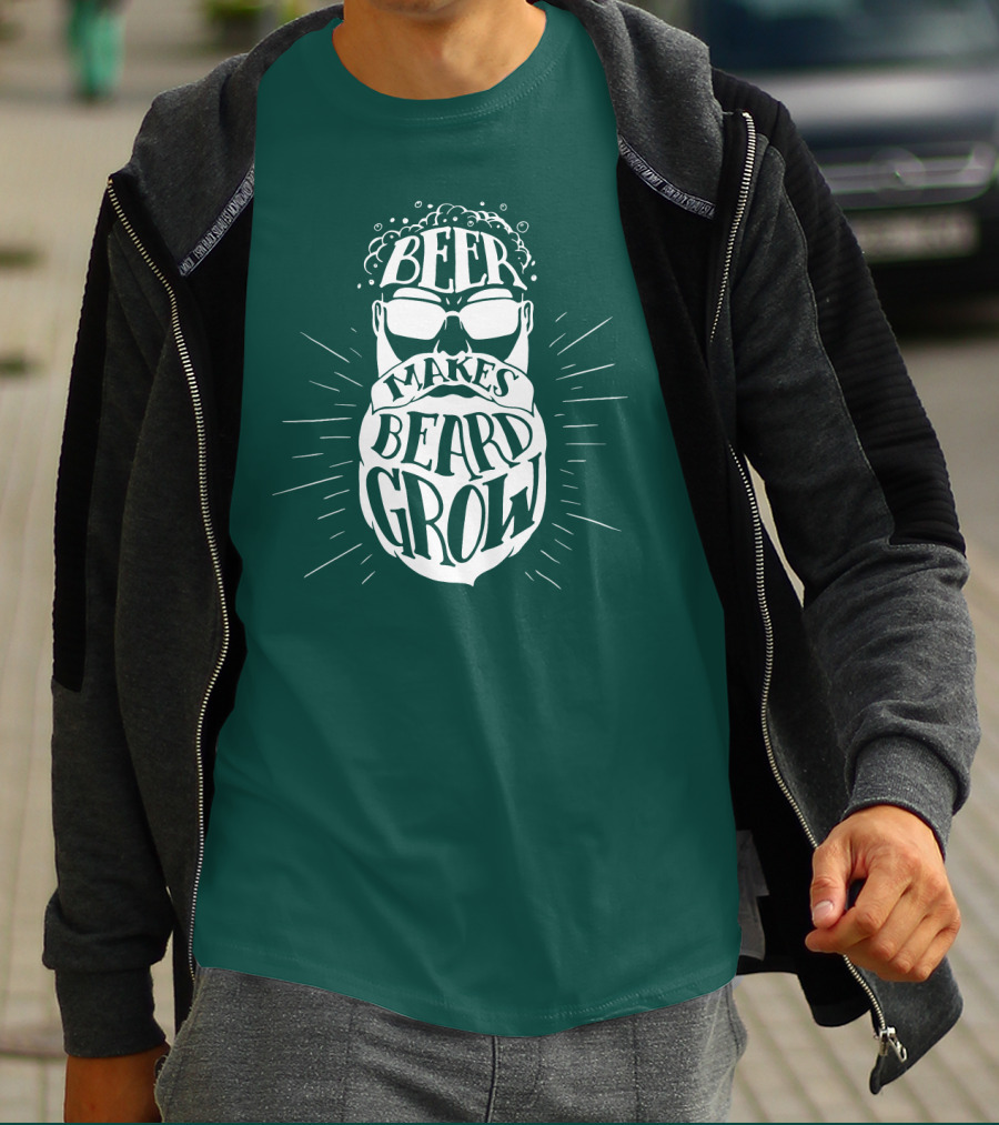 Beer Makes Beard Grow Bubbles And Sunglasses T-Shirt