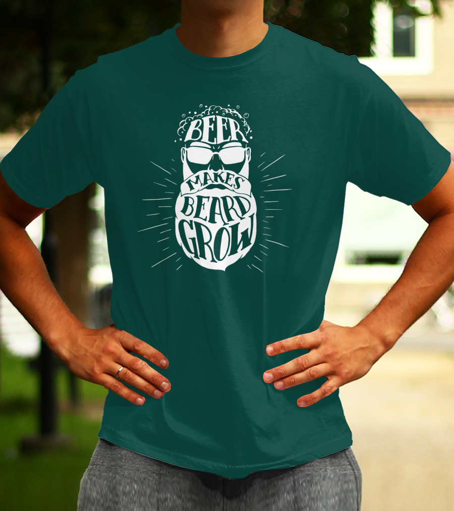 Beer Makes Beard Grow Bubbles And Sunglasses T-Shirt
