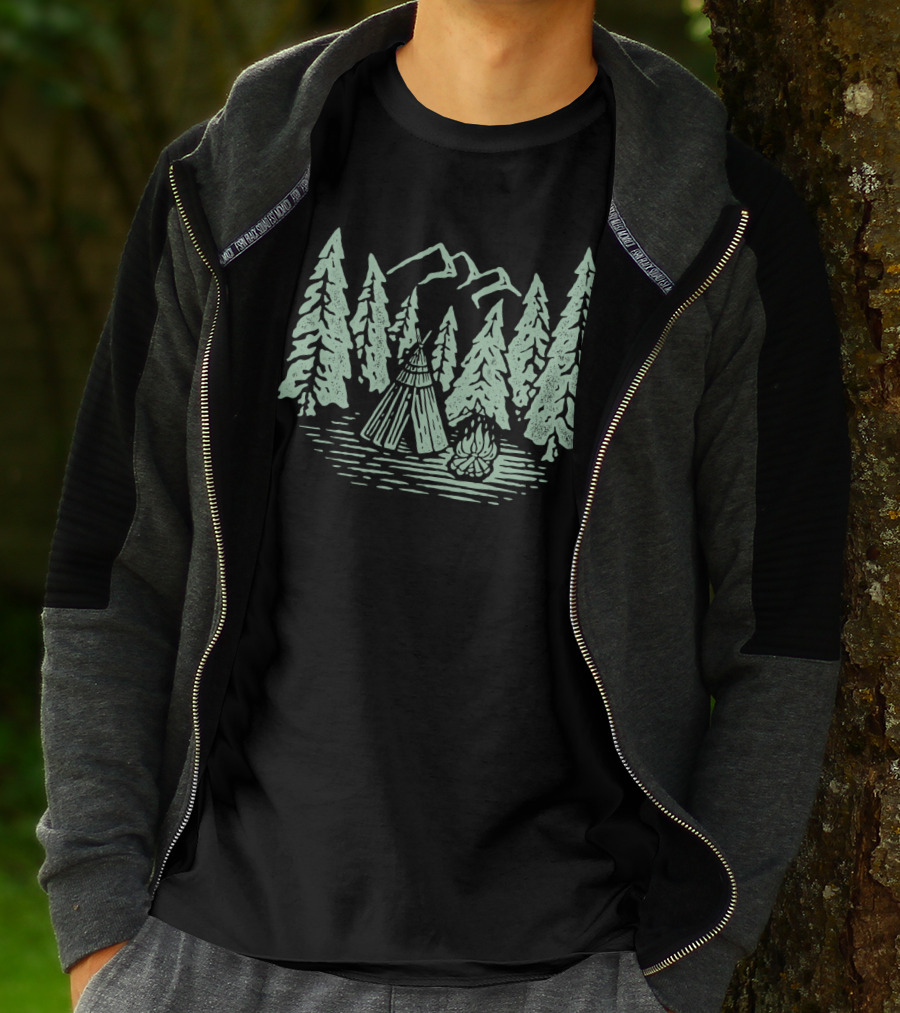 Campfire In A Forest Of Jungle Trees T-Shirt