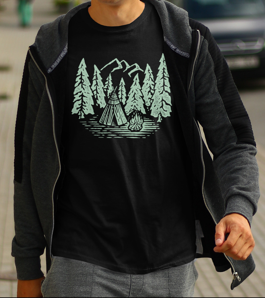 Campfire In A Forest Of Jungle Trees T-Shirt