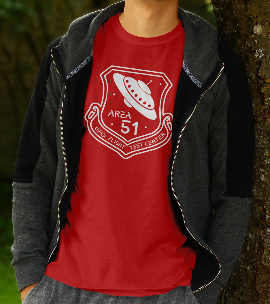 Area 51 UFO Flight Test Center Badge With Flying Saucer Emblem T-Shirt