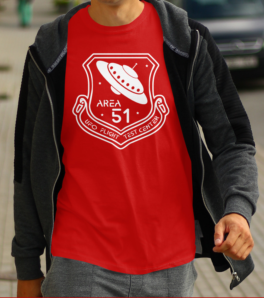 Area 51 UFO Flight Test Center Badge With Flying Saucer Emblem T-Shirt