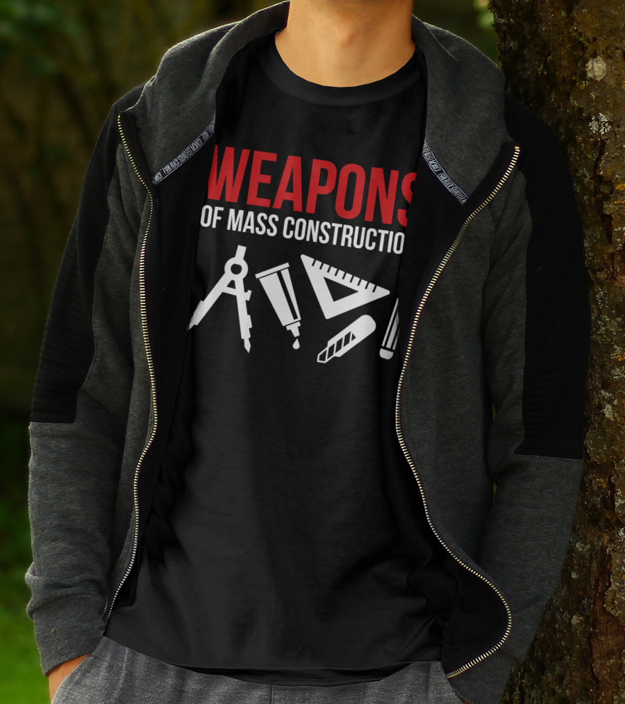 Architectural Tools Weapons Of Mass Construction Compass Pencil Ruler T-Shirt
