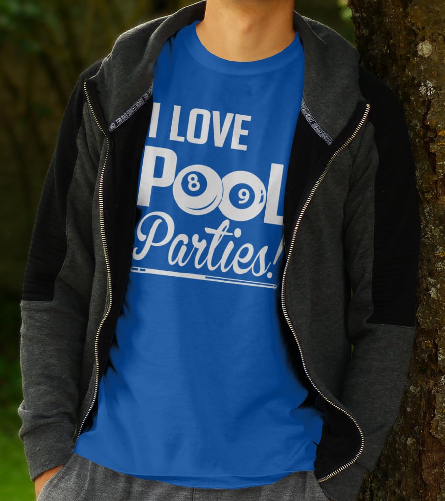 I Love Pool Parties 8 Ball 9 Ball Billiards T-Shirt