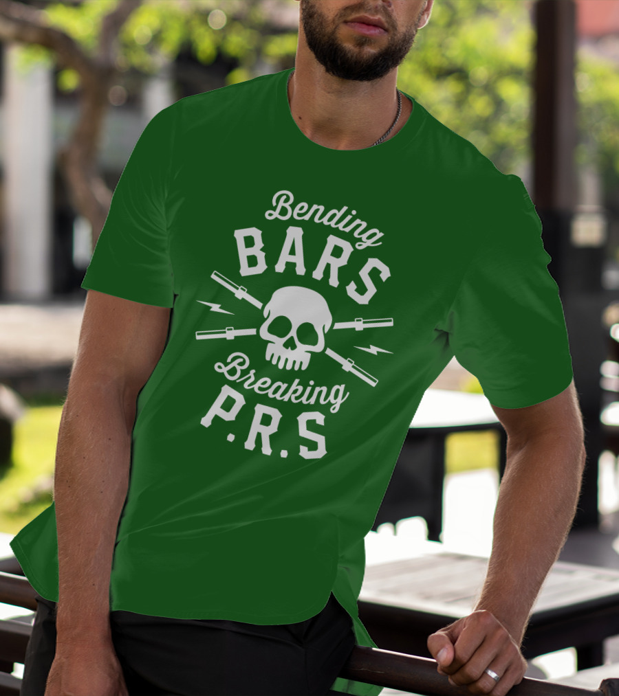 Bending Bars Breaking PRs Skull With Barbells T-Shirt