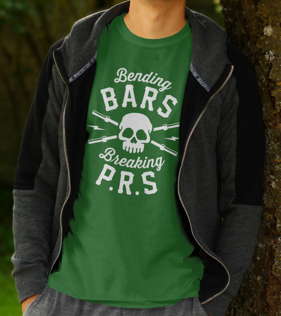Bending Bars Breaking PRs Skull With Barbells T-Shirt