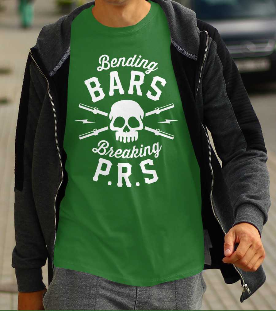 Bending Bars Breaking PRs Skull With Barbells T-Shirt