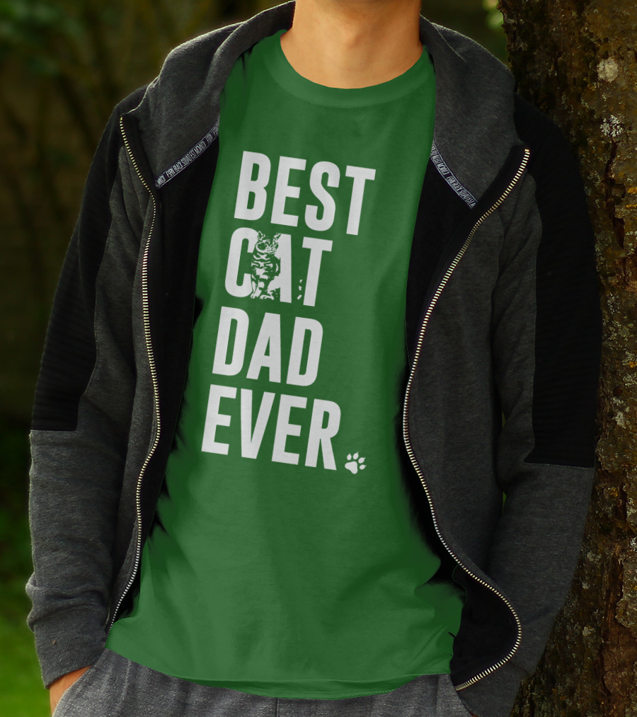 BEST CAT DAD EVER Cat And Paw T-Shirt