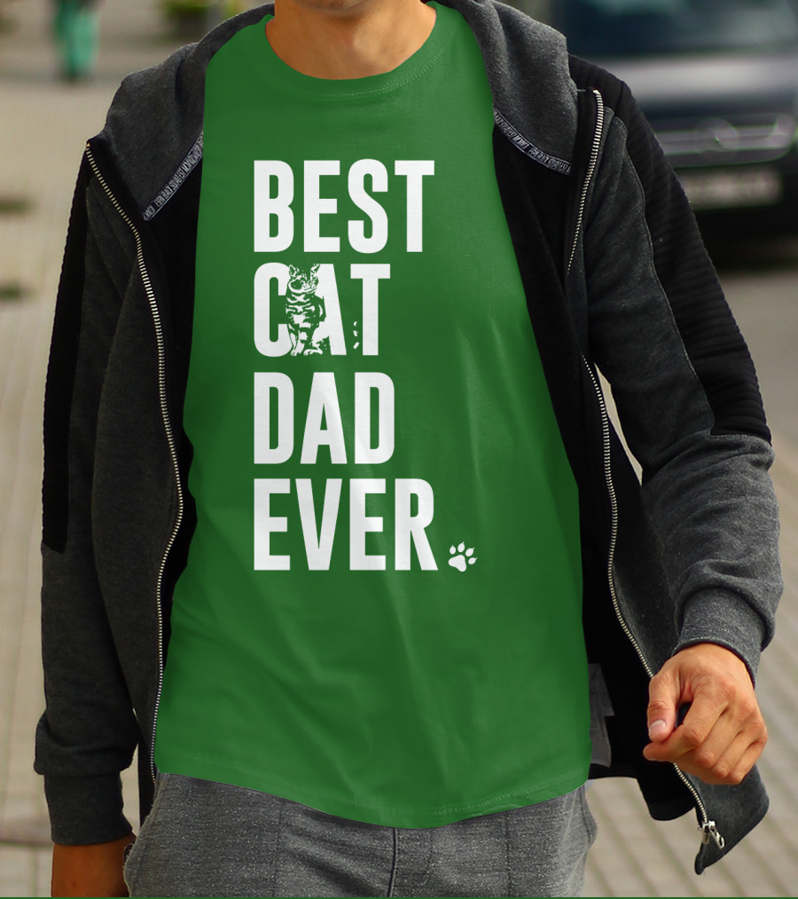 BEST CAT DAD EVER Cat And Paw T-Shirt