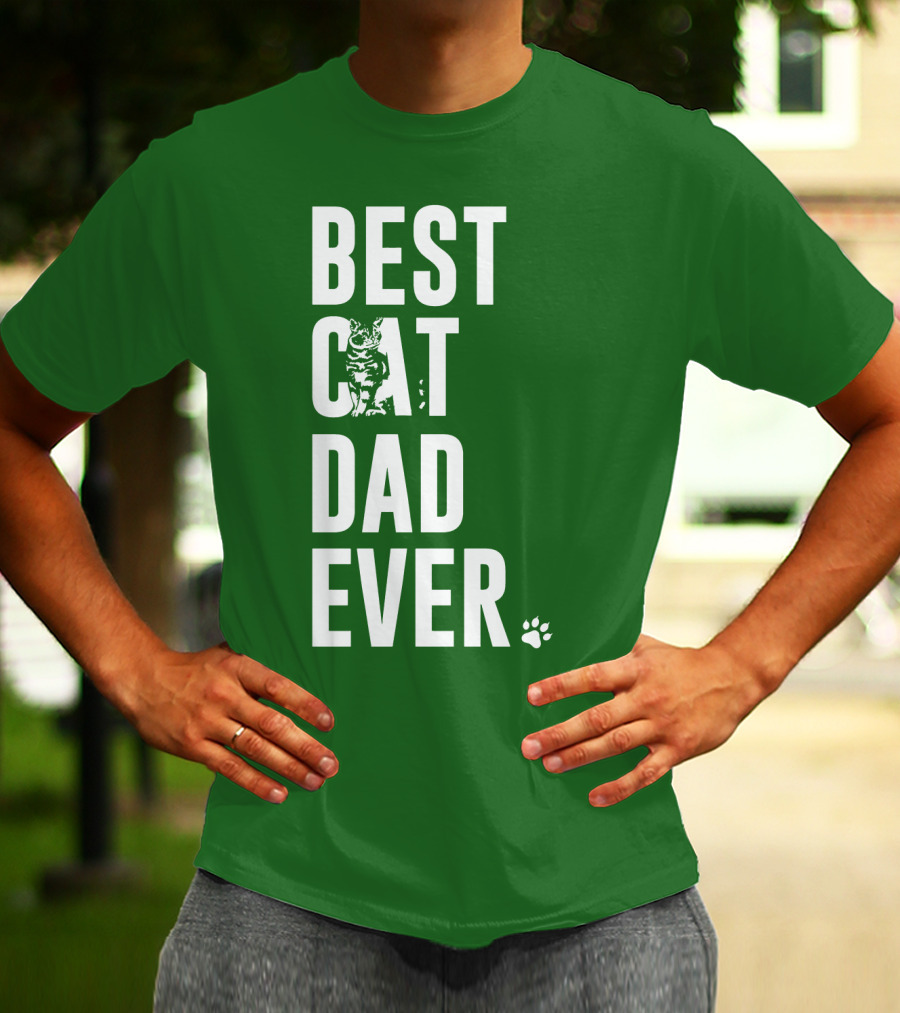 BEST CAT DAD EVER Cat And Paw T-Shirt