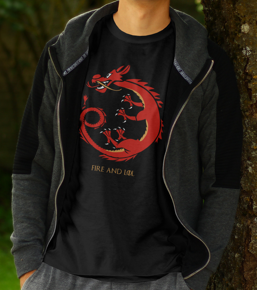 Fire And Lol Red Dragon Chinese T-Shirt
