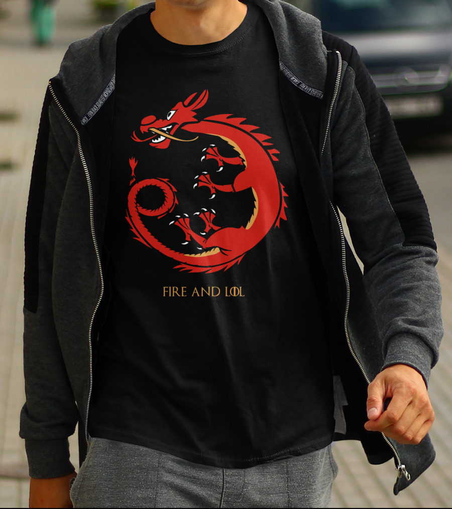 Fire And Lol Red Dragon Chinese T-Shirt