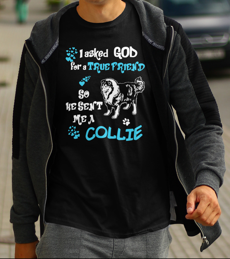I Asked God For A True Friend So He Sent Me A Collie T-Shirt