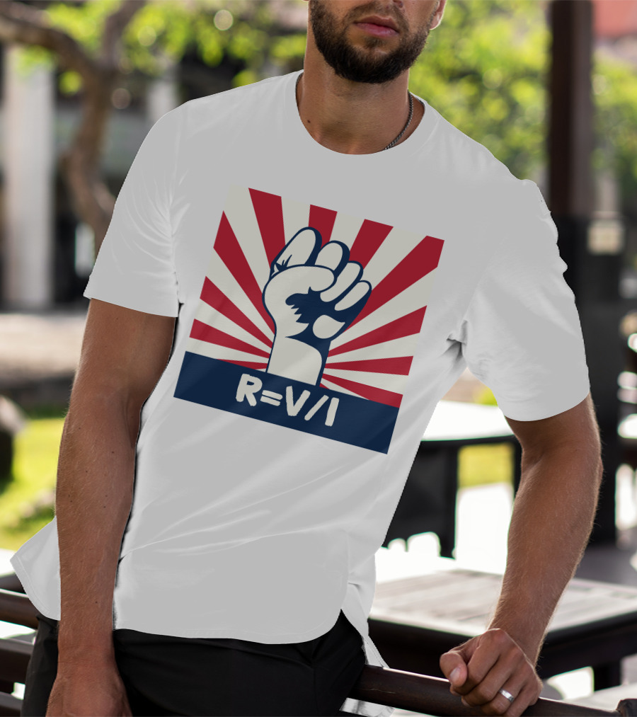 RESIST FIST R=V/I Ohm's Law Of Resistance Sunburst Fist T-Shirt