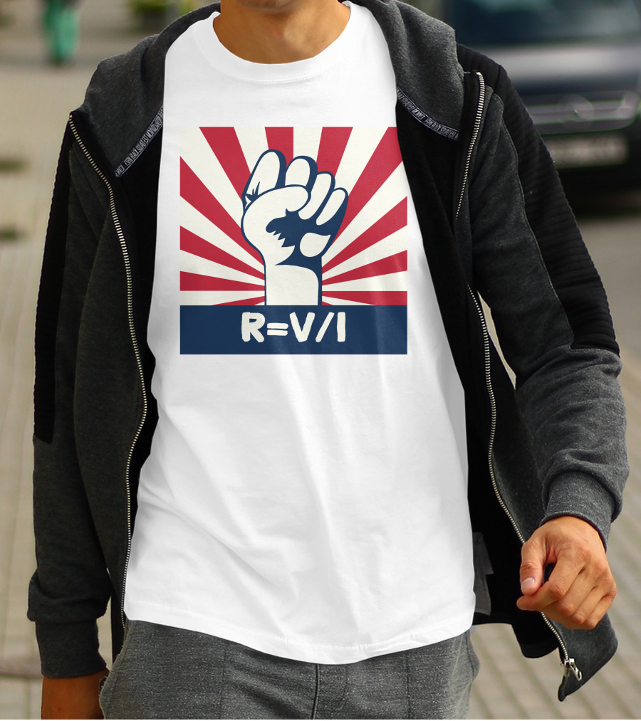RESIST FIST R=V/I Ohm's Law Of Resistance Sunburst Fist T-Shirt