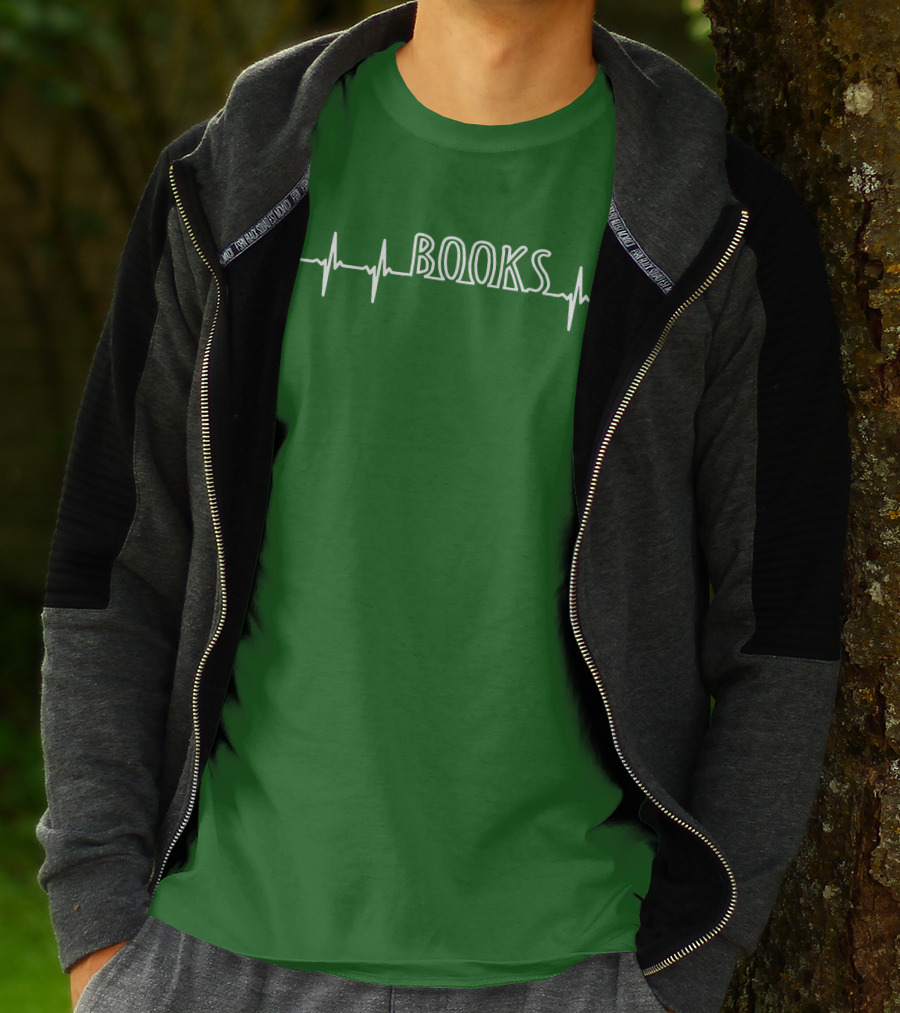 Books Heartbeat EKG Line T-Shirt
