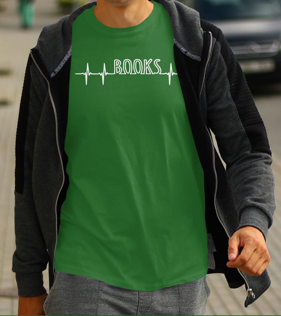 Books Heartbeat EKG Line T-Shirt